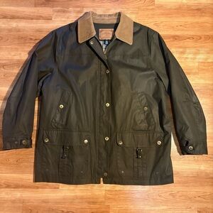 Lauren Ralph Lauren Women's 2X Green Waxed Cotton Utility Jacket Barn Corduroy